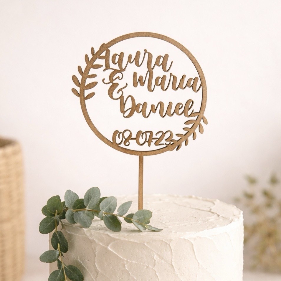 Topper boda corona laurel