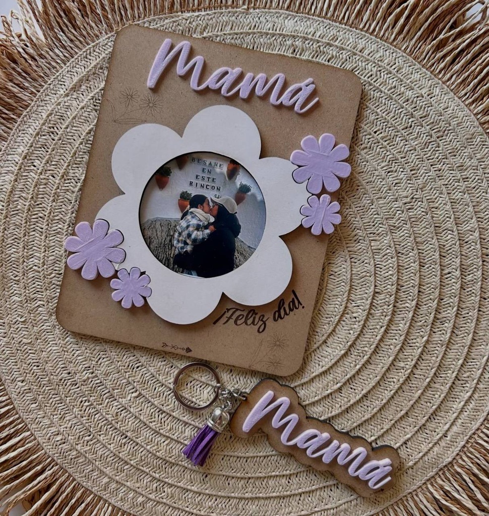 Cuadro flor + llavero mamá